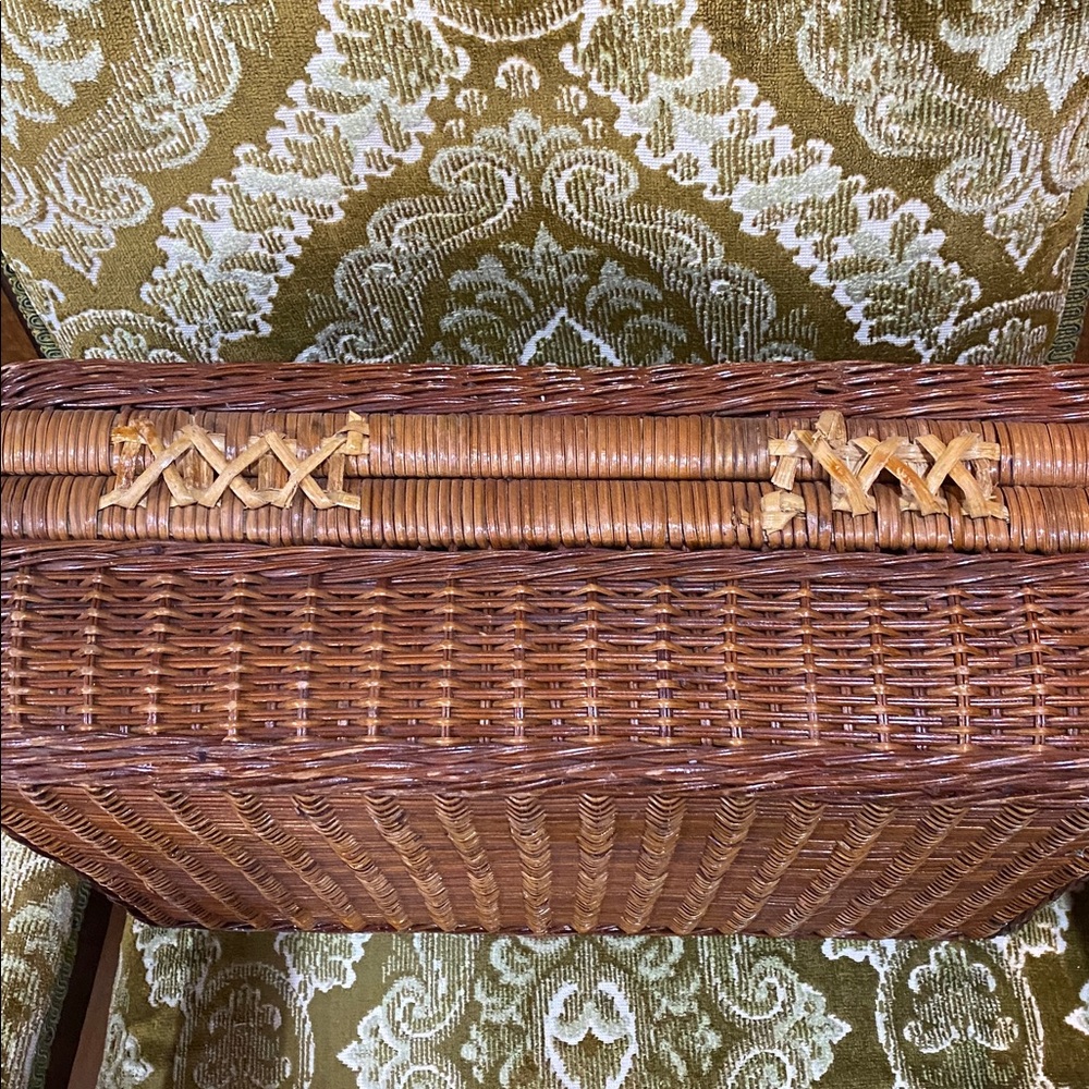 Woven Rattan Storage Basket - Brown 16 x 11 x 6 inch Vintage - Picture 5 of 5